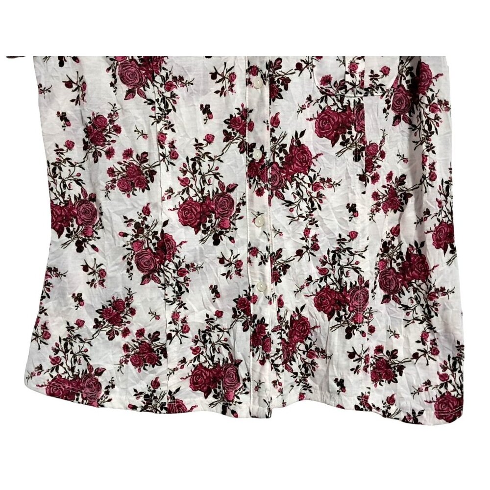 Torrid Top Womens Size 0 (12) Rose Floral Button Up Blouse Boho Whimsy - Picture 7 of 10
